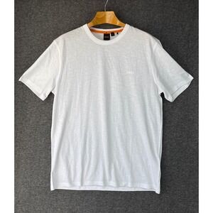 BOSS Hugo Boss White Tegood Slub Jersey T-Shirt Men XL Athletic Fit Beach Summer